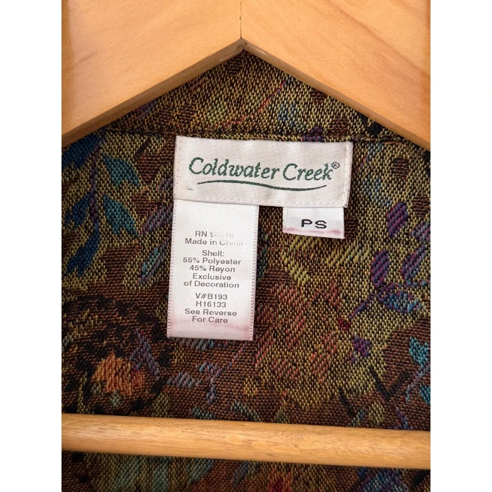 Vintage Y2K Coldwater Creek Tapestry Jacket PS Boho Beaded Floral Paisley Fall